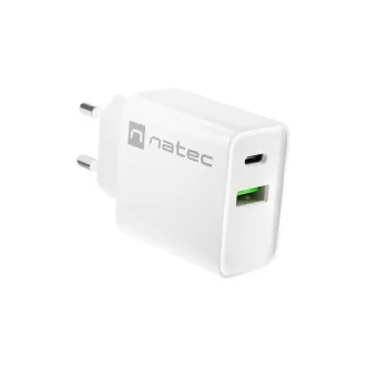 Universal-Ladegerät Natec RIBERA 20W 1X USB-A 1X USB-C, weiß Universal-Ladegerät Natec RIBERA 20W 1X USB-A 1X USB-C, weiß