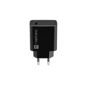 Natec RIBERA 20W 1X USB-C Universal-Ladegerät, schwarz