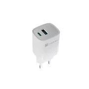Universal USB-Ladegerät Natec RIBERA GaN 30W, 1X USB-A, 1X USB-C, Weiß