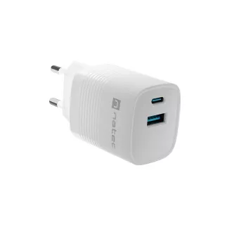 Universal USB-Ladegerät Natec RIBERA GaN 30W, 1X USB-A, 1X USB-C, Weiß Universal USB-Ladegerät Natec RIBERA GaN 30W, 1X USB-A, 1X USB-C, Weiß