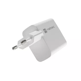 Universal USB-Ladegerät Natec RIBERA GaN 45W, 1X USB-A, 1X USB-C, weiß