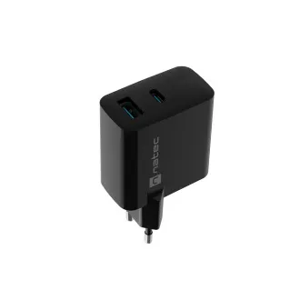 Universal USB-Ladegerät Natec RIBERA GaN 45W, 1X USB-A, 1X USB-C, schwarz Universal USB-Ladegerät Natec RIBERA GaN 45W, 1X USB-A, 1X USB-C, schwarz