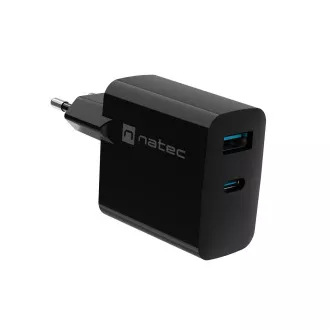 Universal USB-Ladegerät Natec RIBERA GaN 45W, 1X USB-A, 1X USB-C, schwarz Universal USB-Ladegerät Natec RIBERA GaN 45W, 1X USB-A, 1X USB-C, schwarz