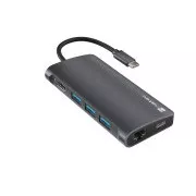 Natec Multiport-Adapter FOWLER 2 3X USB 3.0 HUB, HDMI 4K, USB-C, RJ45, SD, MICRO SD