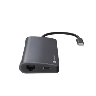 Natec Multiport-Adapter FOWLER 2 3X USB 3.0 HUB, HDMI 4K, USB-C, RJ45, SD, MICRO SD