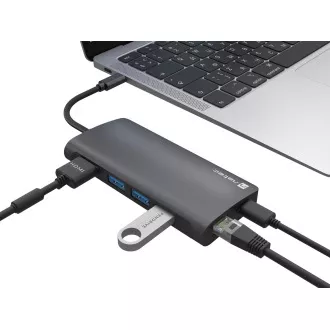 Natec Multiport-Adapter FOWLER 2 3X USB 3.0 HUB, HDMI 4K, USB-C, RJ45, SD, MICRO SD