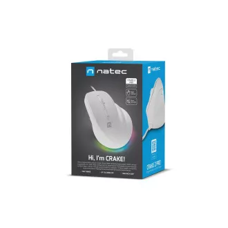 Natec CRAKE 2 PRO Vertikale Maus/Vertikal/Optisch/Rechtshänder/12 400 DPI/Kabellos USB-A/Weiß