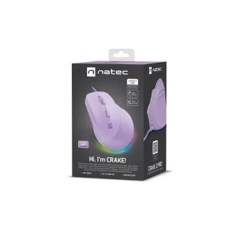 Natec CRAKE 2 PRO Vertikale Maus/Vertikal/Optisch/Rechtshänder/12 400 DPI/Drahtlos USB-A/Violett Natec CRAKE 2 PRO Vertikale Maus/Vertikal/Optisch/Rechtshänder/12 400 DPI/Drahtlos USB-A/Violett
