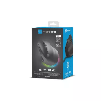 Natec CRAKE 2 PRO Vertikale Maus/Vertikal/Optisch/Rechtshänder/12 400 DPI/Kabellos USB-A/Schwarz