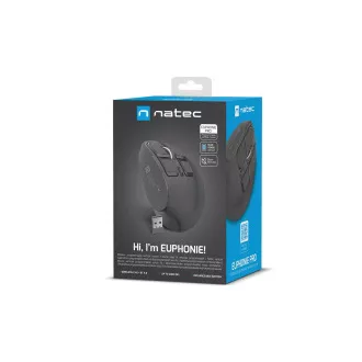 Natec EUPHONIE PRO/Vertical/Blue Sense/Rechtshänder/4.000 DPI/USB BT/Schwarz vertikale Funkmaus Natec EUPHONIE PRO/Vertical/Blue Sense/Rechtshänder/4.000 DPI/USB BT/Schwarz vertikale Funkmaus