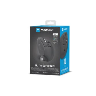 Natec EUPHONIE PRO Vertikale Funkmaus/Vertikal/Blue Sense/Für Rechtshänder/2.400 DPI/USB BT/Schwarz Natec EUPHONIE PRO Vertikale Funkmaus/Vertikal/Blue Sense/Für Rechtshänder/2.400 DPI/USB BT/Schwarz