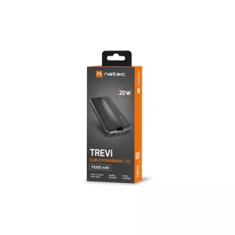 Powerbank Natec TREVI SLIM Q V2 10000mAh, 2X USB-A 18W, 1X USB-C 20W, USB-C - USB0-C Kabel, schwarz Powerbank Natec TREVI SLIM Q V2 10000mAh, 2X USB-A 18W, 1X USB-C 20W, USB-C - USB0-C Kabel, schwarz