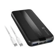 Powerbank Natec TREVI SLIM Q V2 10000mAh, 2X USB-A 18W, 1X USB-C 20W, USB-C - USB0-C Kabel, schwarz
