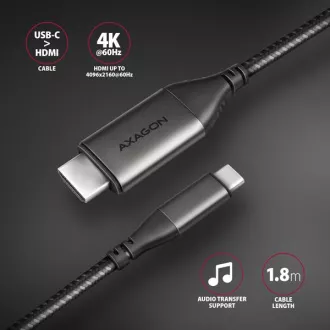 AXAGON RVC-HI2MC, USB-C -> HDMI 2.0a Reduzierstück / Kabel 1,8m, 4K/60Hz HDR10 AXAGON RVC-HI2MC, USB-C -> HDMI 2.0a Reduzierstück / Kabel 1,8m, 4K/60Hz HDR10