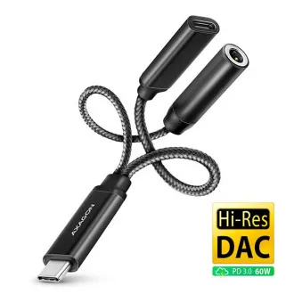 AXAGON ADA-HCPD, USB-C auf 3,5mm Klinke - Hi-Res DAC Audio Adapter, 384kHz/32bit, Stereo, PD 60W 3A AXAGON ADA-HCPD, USB-C auf 3,5mm Klinke - Hi-Res DAC Audio Adapter, 384kHz/32bit, Stereo, PD 60W 3A