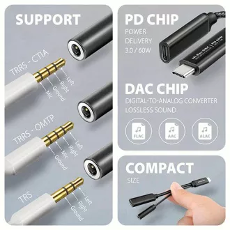 AXAGON ADA-HCPD, USB-C auf 3,5mm Klinke - Hi-Res DAC Audio Adapter, 384kHz/32bit, Stereo, PD 60W 3A AXAGON ADA-HCPD, USB-C auf 3,5mm Klinke - Hi-Res DAC Audio Adapter, 384kHz/32bit, Stereo, PD 60W 3A