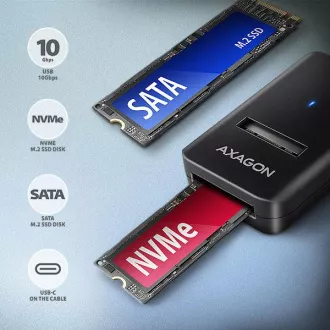 AXAGON ADM2-CM USB-C 10Gbps - M.2 NVMe & SATA SSD Adapter, USB-C 10cm Kabel