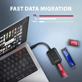 AXAGON ADM2-CM USB-C 10Gbps - M.2 NVMe & SATA SSD Adapter, USB-C 10cm Kabel