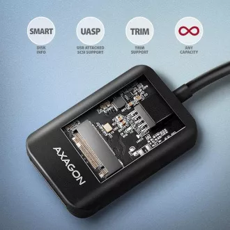 AXAGON ADM2-CM USB-C 10Gbps - M.2 NVMe & SATA SSD Adapter, USB-C 10cm Kabel