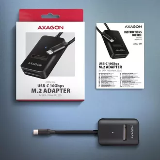 AXAGON ADM2-CM USB-C 10Gbps - M.2 NVMe & SATA SSD Adapter, USB-C 10cm Kabel