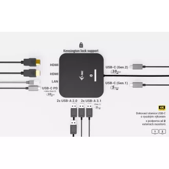 i-tec USB-C Dual HDMI Docking Station mit Power Delivery 100W   i-tec Universal-Ladegerät 100W