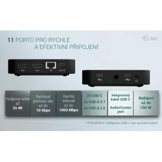 i-tec USB-C Dual HDMI Docking Station mit Power Delivery 100W   i-tec Universal-Ladegerät 100W
