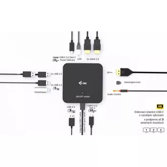 i-tec USB-C DP Dual HDMI Docking Station, Power Delivery 100W i-tec Universal-Ladegerät 100W i-tec USB-C DP Dual HDMI Docking Station, Power Delivery 100W i-tec Universal-Ladegerät 100W