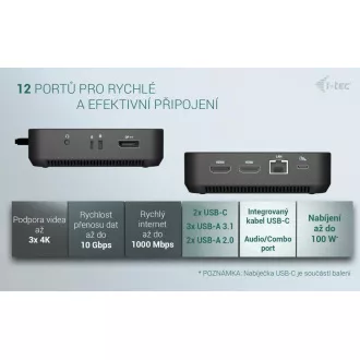 i-tec USB-C DP Dual HDMI Docking Station, Power Delivery 100W i-tec Universal-Ladegerät 100W i-tec USB-C DP Dual HDMI Docking Station, Power Delivery 100W i-tec Universal-Ladegerät 100W