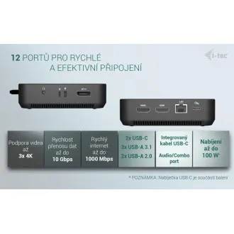i-tec USB-C DP Dual HDMI Docking Station, Power Delivery 100W i-tec Universal-Ladegerät 100W i-tec USB-C DP Dual HDMI Docking Station, Power Delivery 100W i-tec Universal-Ladegerät 100W