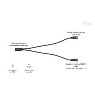 i-tec USB-C Kabelverteiler Audio/Daten, Power Delivery 100W i-tec USB-C Kabelverteiler Audio/Daten, Power Delivery 100W