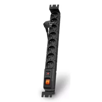 Acar S8 FA Rack 1,5m Kabel, 8 Steckdosen, Überspannungsschutz, für Rack, schwarz
