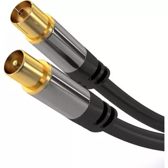 PremiumCord TV-Antenne HQ Patchkabel M/F 75Ohm (135dB) 4x geschirmt 1,5m