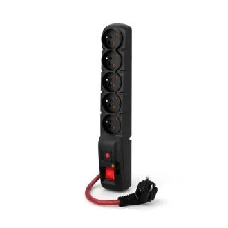Acar F5 3m Kabel, 5 Steckdosen, Überspannungsschutz, max. Strom 16A, schwarz