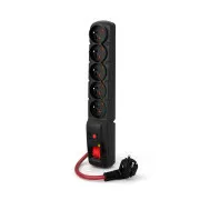 Acar F5 3m Kabel, 5 Steckdosen, Überspannungsschutz, max. Strom 16A, schwarz