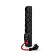 Acar F5 5m Kabel, 5 Steckdosen, Überspannungsschutz, max. Strom 16A, schwarz