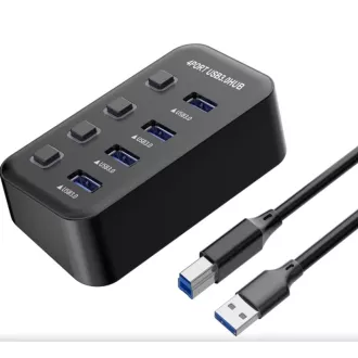 PremiumCord USB 3.2 Superspeed HUB 4-Port mit Port-Switches