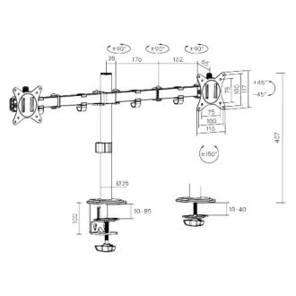 Brateck LDT66-C024 Monitorhalterung Gelenkarme nebeneinander an einer Masthalterung Brateck LDT66-C024 Monitorhalterung Gelenkarme nebeneinander an einer Masthalterung