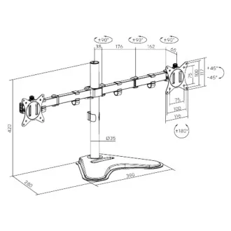 Brateck LDT66-T024 Monitorhalterung zwei Gelenkarme nebeneinander an einem freistehenden Rutenhalter Brateck LDT66-T024 Monitorhalterung zwei Gelenkarme nebeneinander an einem freistehenden Rutenhalter