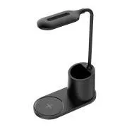 Platinet PDL1930B 3W dimmbare LED-Tischleuchte, kabelloses Laden, schwarz