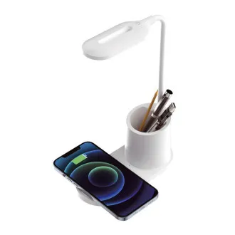 Platinet PDL1930W 3W dimmbare LED-Tischleuchte, kabelloses Laden, weiß Platinet PDL1930W 3W dimmbare LED-Tischleuchte, kabelloses Laden, weiß