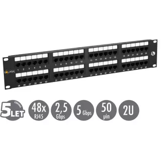 19" Solarix Patchfeld 48 x RJ45 CAT5E UTP 150 MHz schwarz 2U SX48-5E-UTP-BK