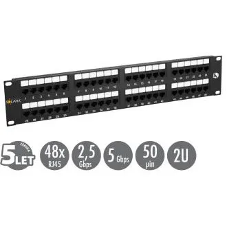 19" Solarix Patchfeld 48 x RJ45 CAT5E UTP 150 MHz schwarz 2U SX48-5E-UTP-BK