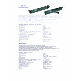 19" Acar 504WF 5x220V-3m schwarz Schalterschutz 19" Acar 504WF 5x220V-3m schwarz Schalterschutz