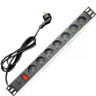 19" Stromversorgungspaneel 7x220V-1,8m PPO Schwarz Schaltschutz 16A 19" Stromversorgungspaneel 7x220V-1,8m PPO Schwarz Schaltschutz 16A