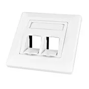 Unterputz-Datendose für 2 Module (45°), leer, RAL9010