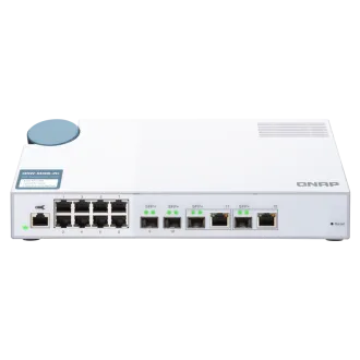 QNAP-gesteuerter Switch QSW-M408-2C (12 Ports: 8x Gigabit-Ports   4x 10G SFP  / 2x 10GbE-Kombi-Ports)