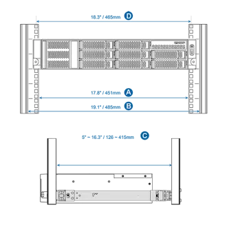 QNAP-Schienenkit, Stützsäule 126 ~ 415mm für 1U/2U/3U QNAP-Rackmount-Modelle mit kurzer Tiefe QNAP-Schienenkit, Stützsäule 126 ~ 415mm für 1U/2U/3U QNAP-Rackmount-Modelle mit kurzer Tiefe