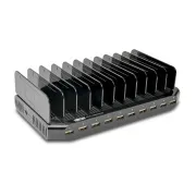 USB-Ladestation mit Stauraum, Ausgang 10x 12V, 8A, 96W, Schuko-Netzkabel