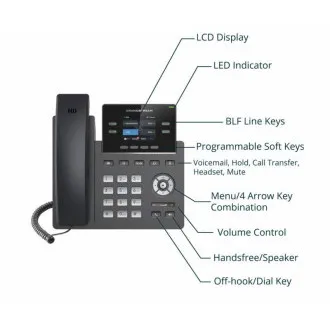 Grandstream GRP2612G, 2,4-Zoll-TFT-Display, 2 SIP-Konten, 4 programmierbare Tasten, 16 BLF-Tasten, PoE, 1 Gbit/s Grandstream GRP2612G, 2,4-Zoll-TFT-Display, 2 SIP-Konten, 4 programmierbare Tasten, 16 BLF-Tasten, PoE, 1 Gbit/s