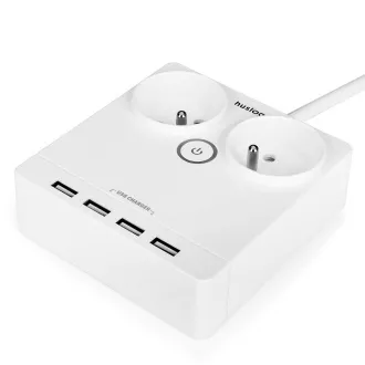 Ladestation Huslog 12W 2xSteckdose, 4xUSB weiß